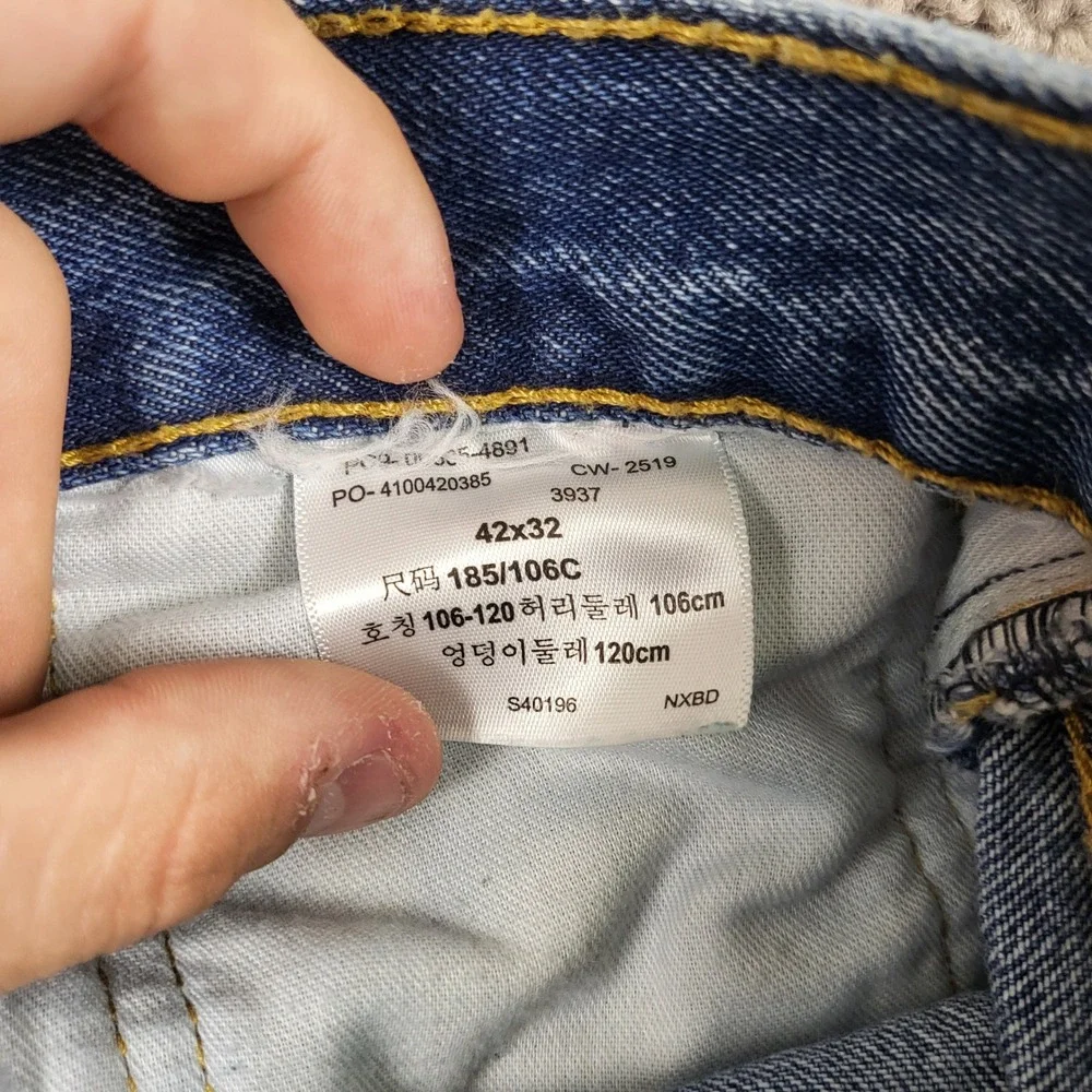 Levi Strauss 505 Mens W42 L32 Blue Denim‎ Jeans Straight Fit Classic